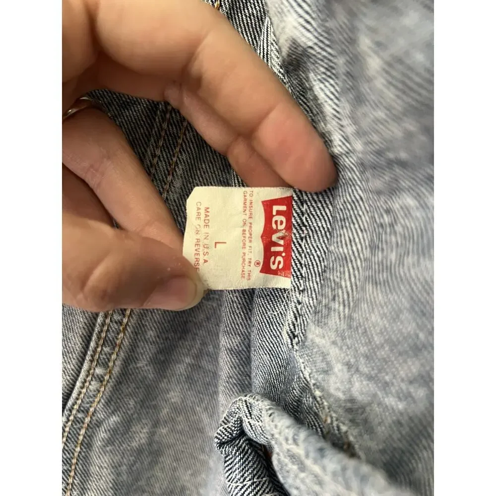 Vintage Levis Jacket Mens large Acid Wash Denim Trucker Made USA 70507 0219 80s - Picture 11 of 12